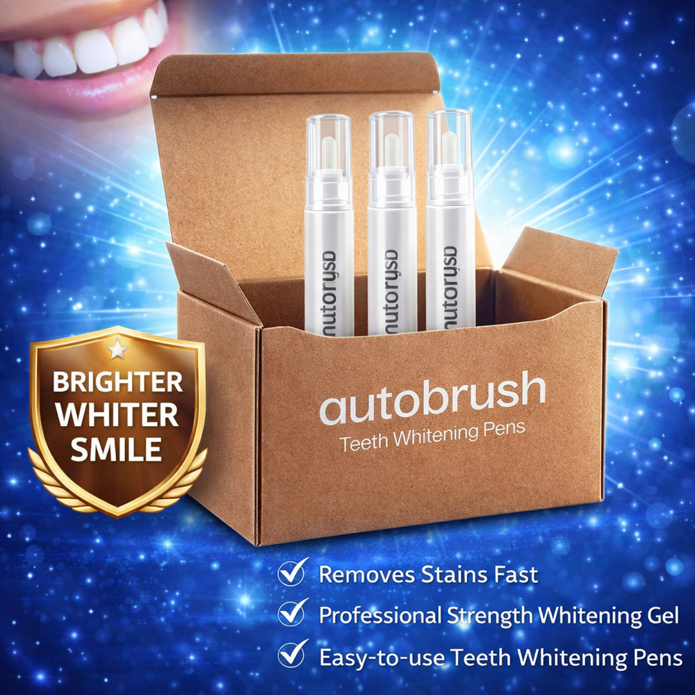 Autobrush Teeth Whitening Pen Kit 3 Pack Professional Whitening Gel